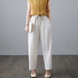 F006782_허리밴딩 린넨통바지 린넨팬츠