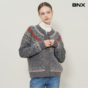 [BNX]라운드넥 더플 버튼 패턴 가디건 (BX4CD027L0)