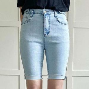 여성큰옷 307P684S 5부 빅사이즈미시옷 데님 롤업 의