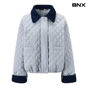 [BNX] 퀼팅 카라 크롭 스트링 집업 패딩 점퍼 (BX4JP017L0)