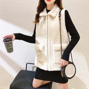 겨울 양털 베스트 카라 스타일 따뜻 여성 아우터