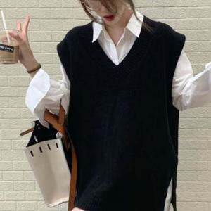 베스트 DO4433 니트조끼 조끼 레이어드 옆트임