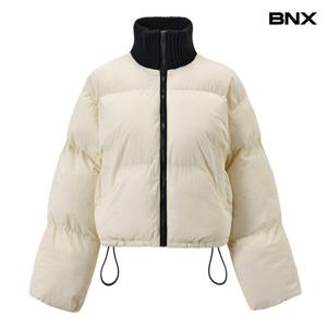 [BNX] 하이넥 니트 배색 스트링 패딩 점퍼 (BX4JP029L0)
