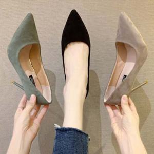 여성 3색 컴포트 스웨이드 9센티 펌프스 힐