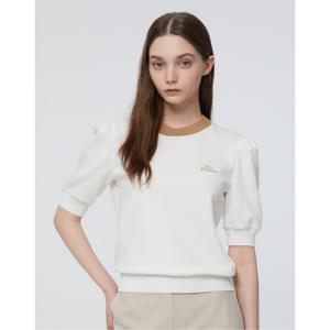 질스튜어트 뉴욕 여성 25SS 스테디셀러 화이트 로고자수 면 혼방 반팔티셔츠 WJTS5B720OW