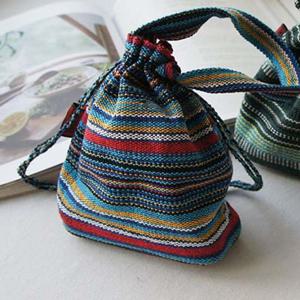 가벼운 소품용 네팔 손뜨개 복주머니 파우치 랜덤컬러