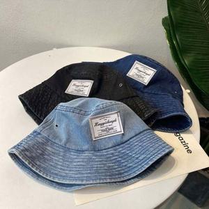 블랙 진청 연청 데님 여성 라벨 버킷행 벙거지모자