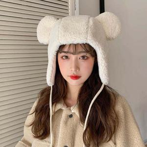 여자 양털곰돌이모자 뽀글이털 겨울 귀도리 군밤햇