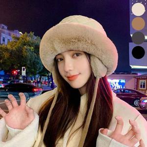 여자 귀달이 패딩모자 퍼 트리미이 털 버킷햇 방한모