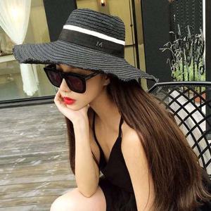 라인배색M왕골모자 왕골모자 밀짚모자 비치 페도라