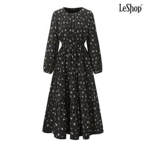 [르샵]데일리 허리 끈 플라워 롱 원피스 (DQ1OW003A)