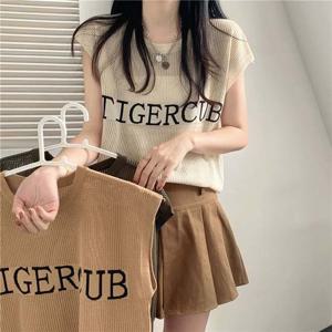 레터링 시스루 민소매니트 USLL-T113