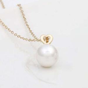 14K GOLD 8mm 진주 하트 금 펜던트