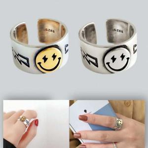 2종 빈티지 스마일 실버 반지 (1p) 패션 우정 친목 반