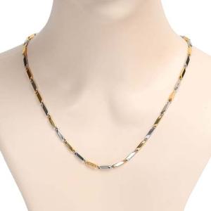 써지컬스틸 대나무 골드+실버 콤비 체인목걸이