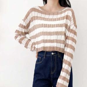 박스티 단가라 크롭 니트 티셔츠 DJJ1043