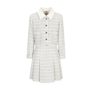 [제이제이 지고트]배색 칼라 장식 트위드 원피스 GP3P0OP341