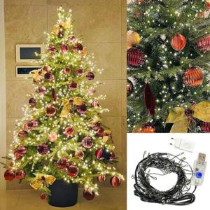 크리스마스소품 지네 전구 100구 USB 형 크리스마스 트리 와이어 조명