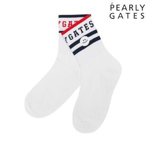 파리게이츠 (521E1SC005) 여성 스마일 패치 배색 로고 중목 양말