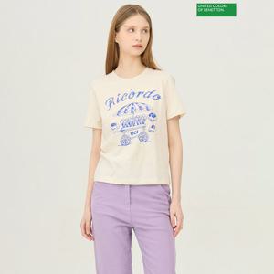 베네통 배색 프린팅 반팔 티셔츠 BATS16511