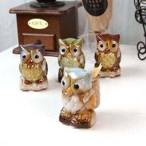 등바구니 부엉이 이쑤시개통 소품인형 4P세트 소품인형 부엉이소품 부엉이인형 이쑤시개통 미니어처소품 도자기인형 장식소품 인테리어소품