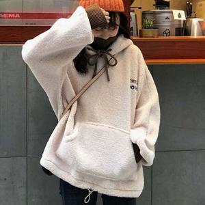 목폴라 소매가 있는 레이어드 후리스 여자 후드티