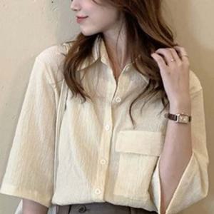 심플 반팔 7부소매 여름 언발기장 셔츠 블라우스