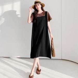 루즈핏 멜빵스타일 원피스 LL-D158