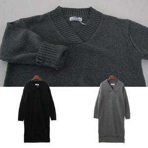 옆트임 브이넥 니트롱원피스 SD-6696