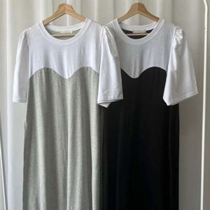 빅사이즈 원피스 배색 305O326S 하프 빅사이즈미시옷