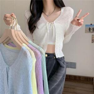 [SBD] 리본 오픈 골지 시스루 가디건 JSC-d0094