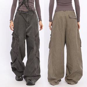 Y2K 빈티지 와이드 카고 데님팬츠 스트릿 힙한룩