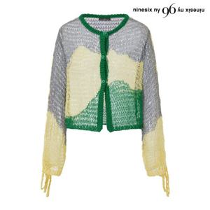 [나인식스뉴욕] 소매 스트링 라인 배색 긴팔 니트 가디건 (NQ2CK014L0)