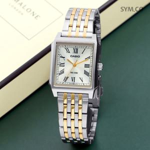 카시오 MTP-B190SG-9B 클래식 복고풍 스퀘어 콤비 남자 메탈 시계 d9