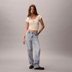 [CK] 여성 모노로고 스쿱 베이비 반팔 티셔츠 47G220G TGY