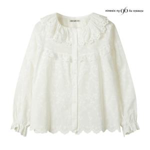 나인식스뉴욕  둥근 레이스 카라 버튼 블라우스 (NQ4SH003M0)