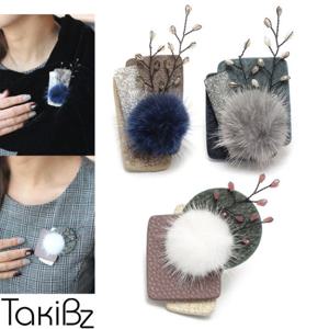 [타키비즈] 겨울여행 밍크 자석브로치