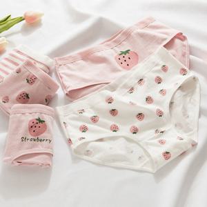 식스에비뉴 뽀짝 딸기 체크 여성용 면 삼각 팬티