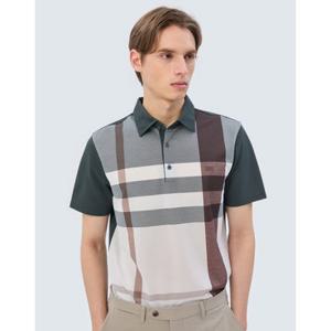 닥스 남성 25SS 스테디셀러 카키 체크 면혼방 반팔카라티셔츠 WMTS5BC01K2