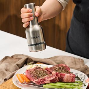매직쉐프 2-in-1 전동 그라인더 316 (실버) 소금 후추 갈이 충전식 분쇄기 세트 거치대 포함