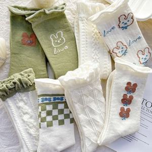 레이스 긴목 무지 골지 중목 8켤레 세트