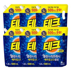 [VIP쿠폰/빠른배송] 테크 클린앤리프레쉬 세탁세제 리필 [1.8L+500ml]x6개 (2종 택1 일반/드럼)