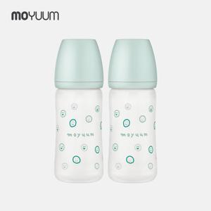 [모윰] 실리콘코팅 노꼭지 유리젖병 240ml 2팩 - 해피모어
