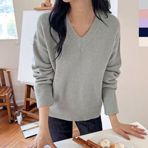 2L-UND 5010 여자오버핏트윙클 브이넥니트