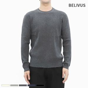 빌리버스 남성 니트 라운드 골지 롱슬리브 캐시 긴팔티 BRE056