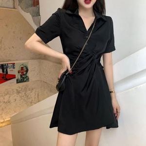 여자 데일리 편한 예쁜 반팔 주름 라인 원피스 치마