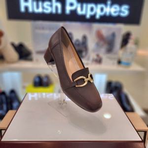 [허시파피]여성 발 편한 5cm 청키힐 스퀘어토 장식 로퍼 3fq425-