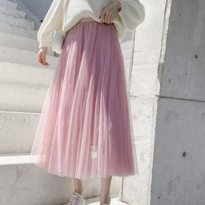 여성 발레리나 롱스커트 밴딩 쉬폰 스커트 샤스커트