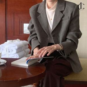 엘케이트 여성자켓 LYT148 헤링본 클래식 싱글 아우터