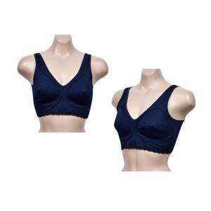 가슴밑 메쉬 흡한속건 런닝형 노몰드 브라 - 네이비